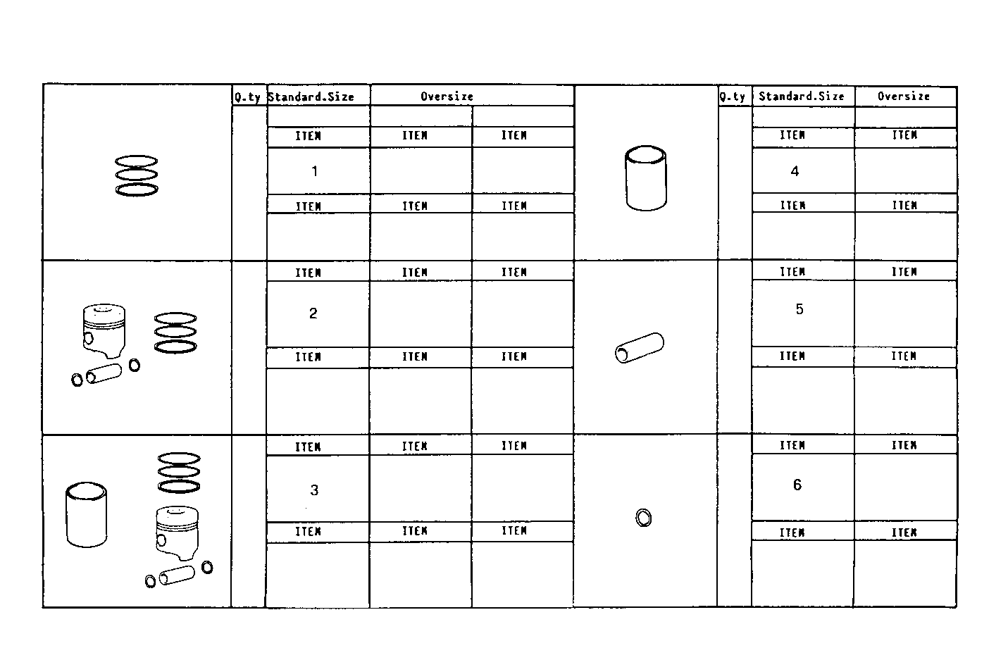 PISTON ASSY - PISTON RINGS - PISTON PIN parts diagram