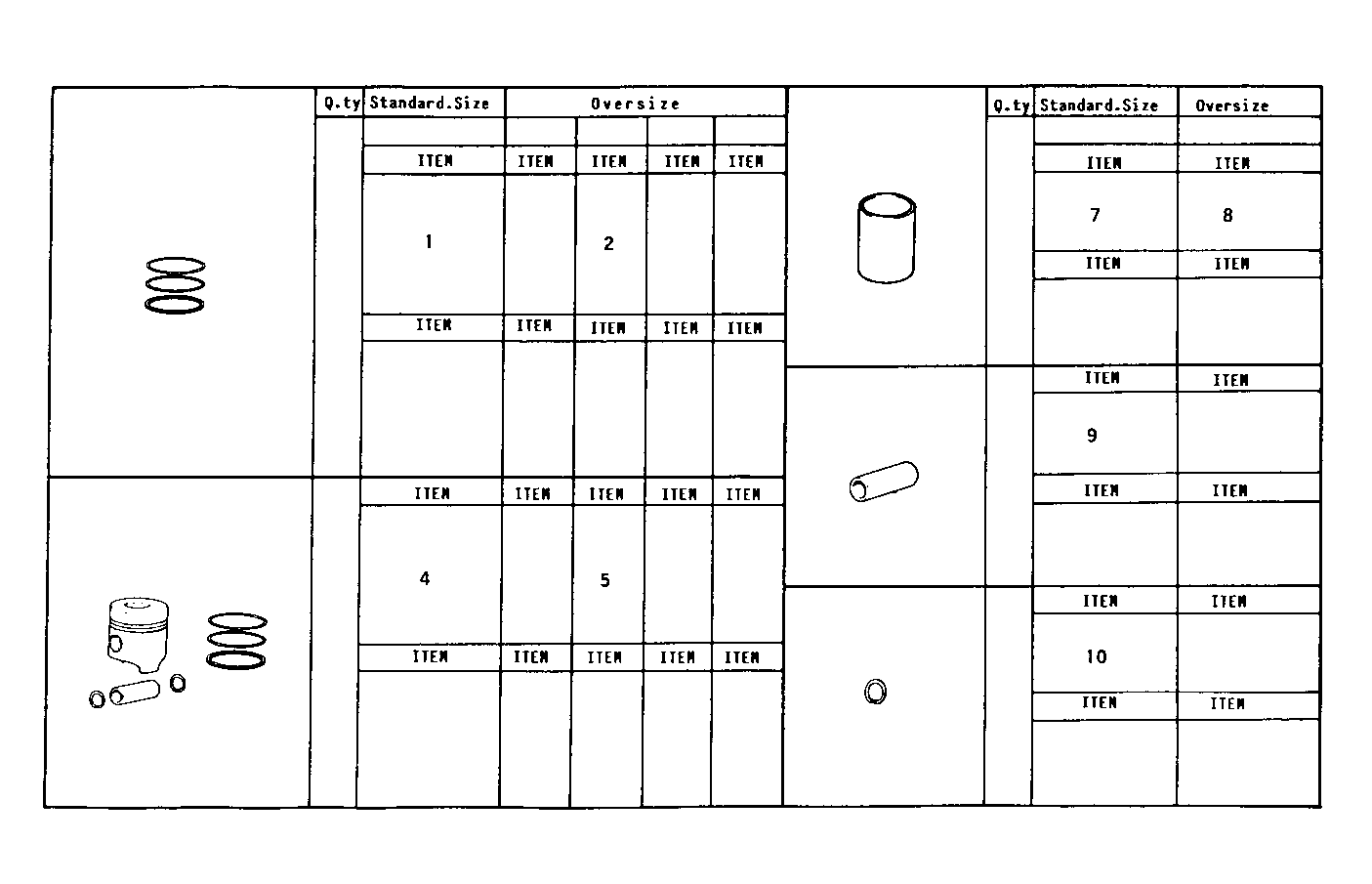 PISTON ASSY - PISTON RINGS - PISTON PIN parts diagram