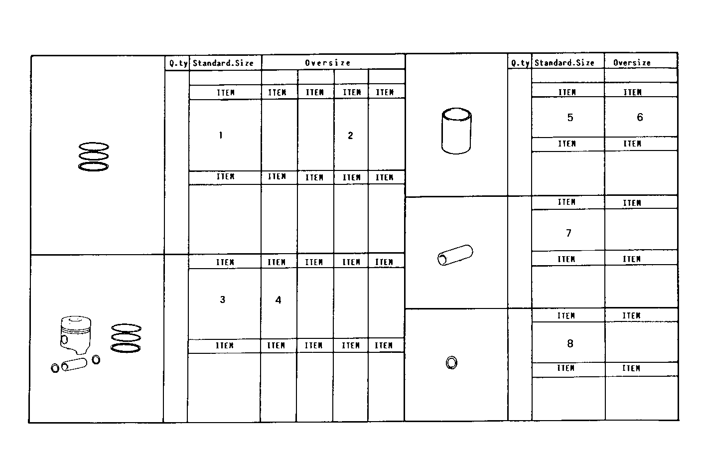 PISTON ASSY - PISTON RINGS - PISTON PIN parts diagram