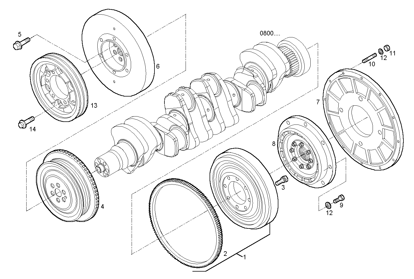 ENGINE FLYWHEEL - DAMPER parts diagram