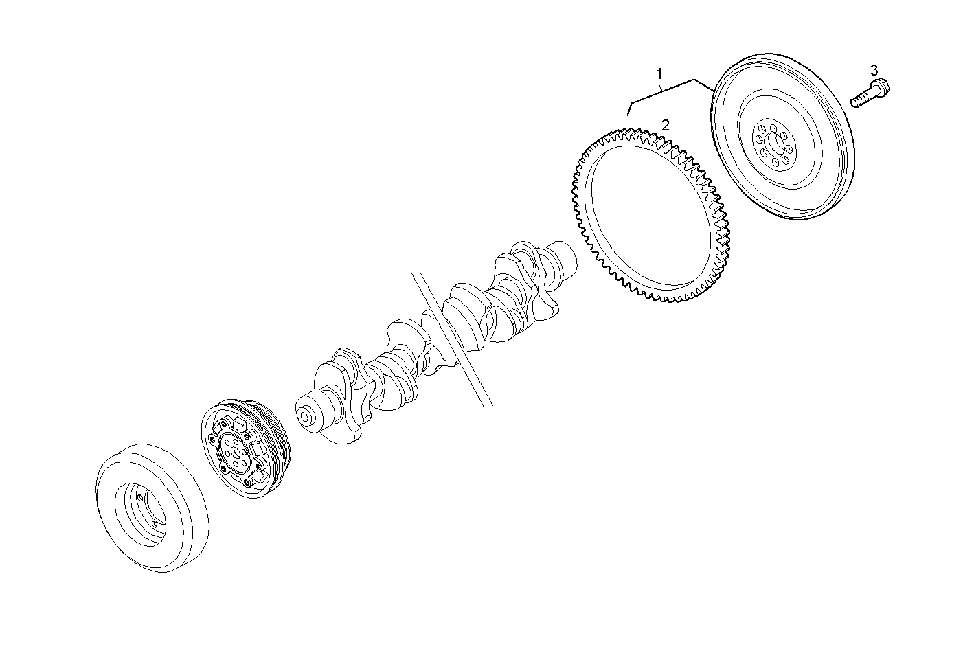 ENGINE FLYWHEEL - F2BE0642B*A001 CURSOR 8 CNG parts diagram
