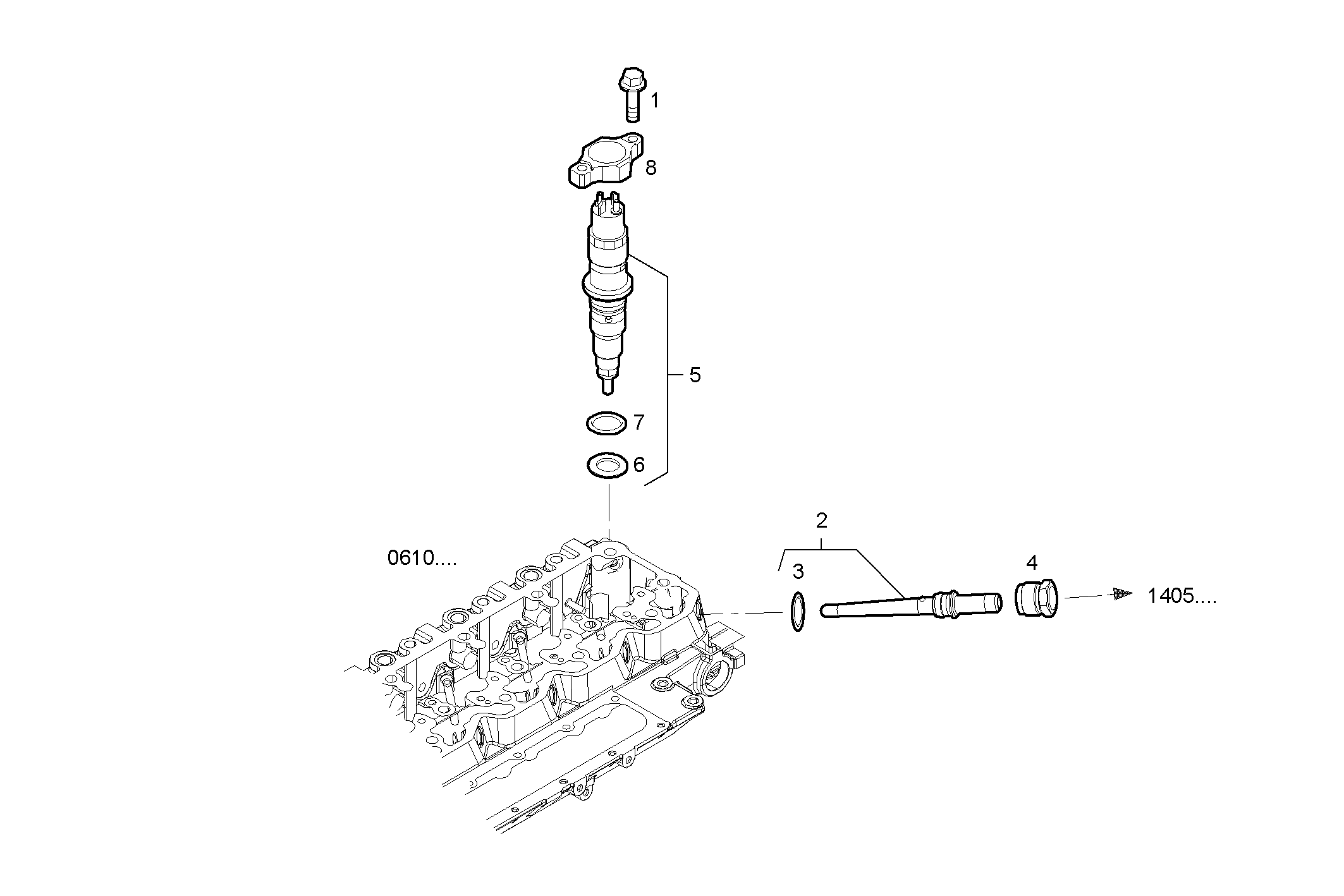 INJECTORS - F4HE9484A*J101 NEF 4 electron. - TIER 3 parts diagram