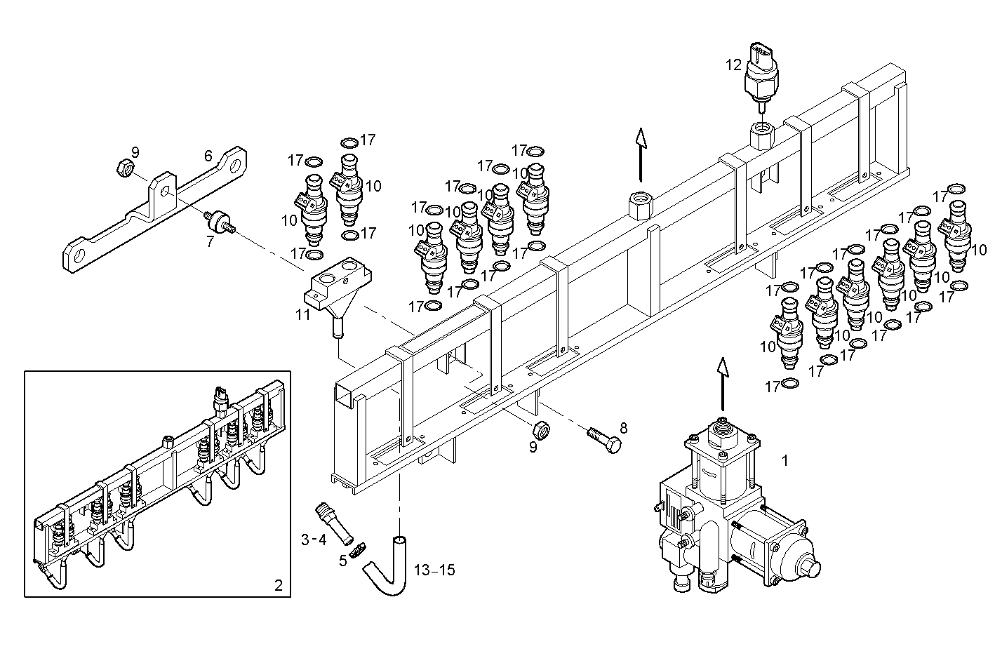 GAS INJECTION - F2BE0642B*A001 CURSOR 8 CNG parts diagram