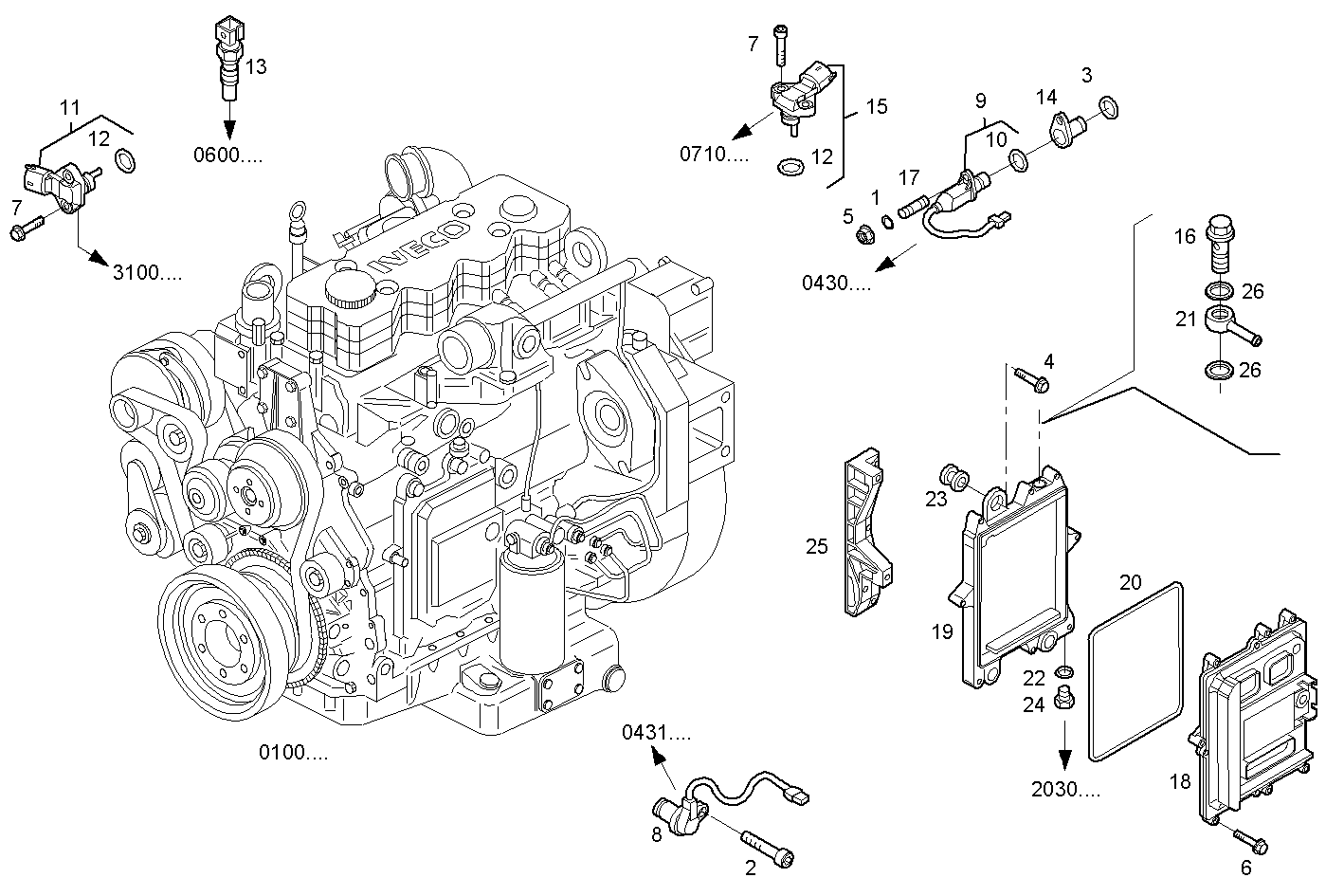 ELECTRONIC CONTROL UNIT - F4AE0481E*C102 NEF 4 electron. - EURO 3 parts diagram