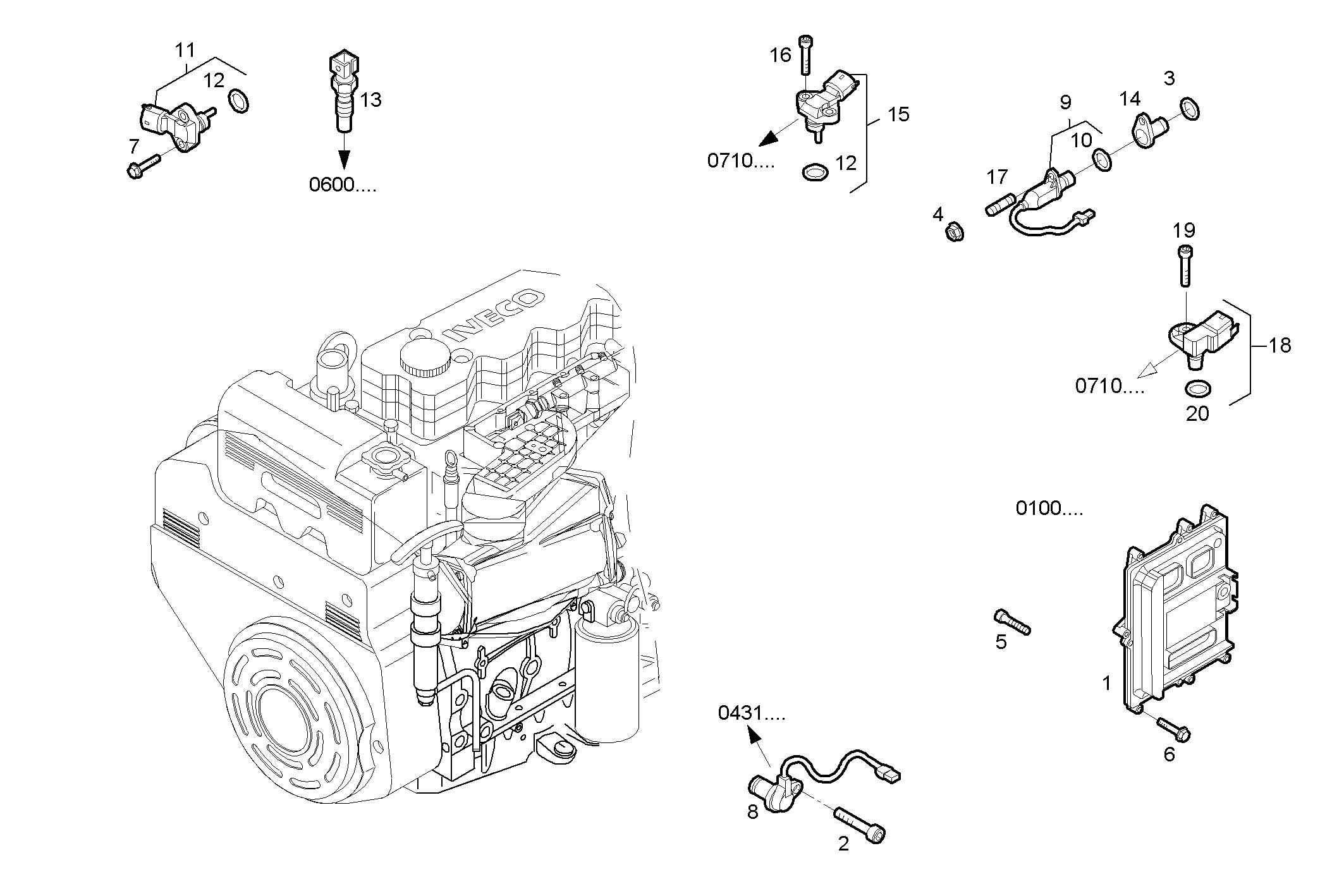 ELECTRONIC CONTROL UNIT - N60ENTM37.10 NEF 6 electron. parts diagram