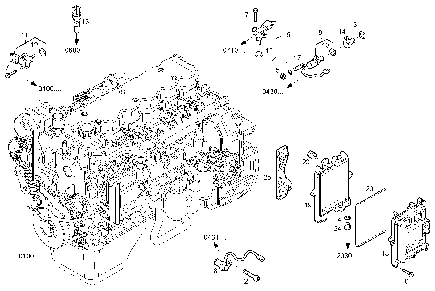 ELECTRONIC CONTROL UNIT - GENEF200E.A72M NEF 6 electron. parts diagram