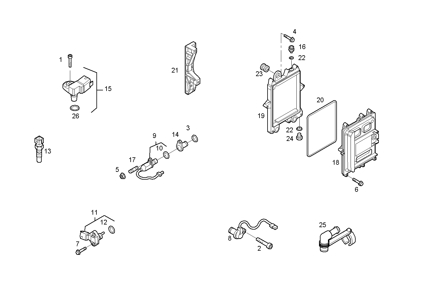 ELECTRONIC CONTROL UNIT - N40ENTE21.00A002 NEF 4 electron. - TIER 2 parts diagram