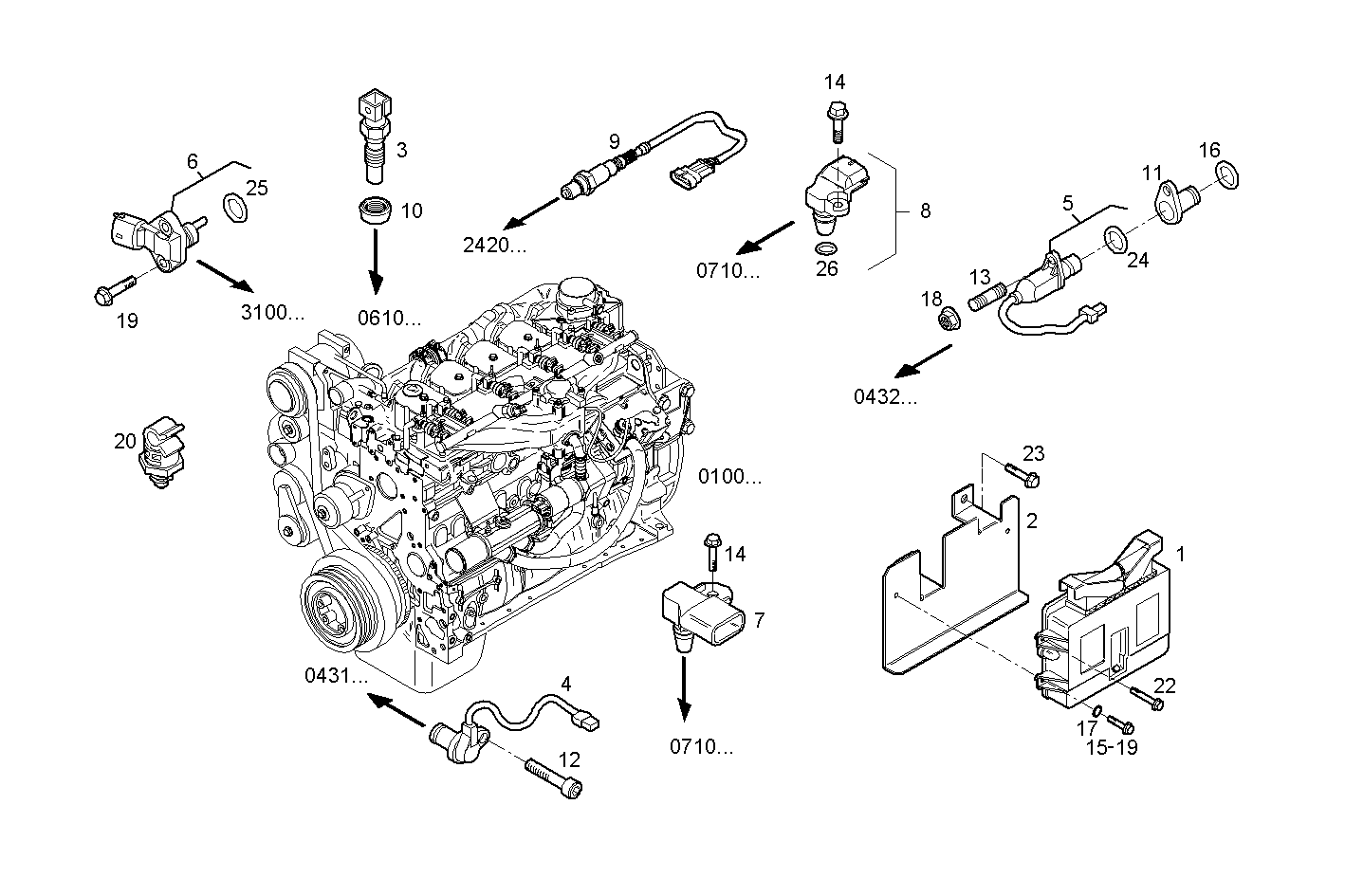ELECTRONIC CONTROL UNIT - F4BE0641A*G102 NEF 6 CNG parts diagram