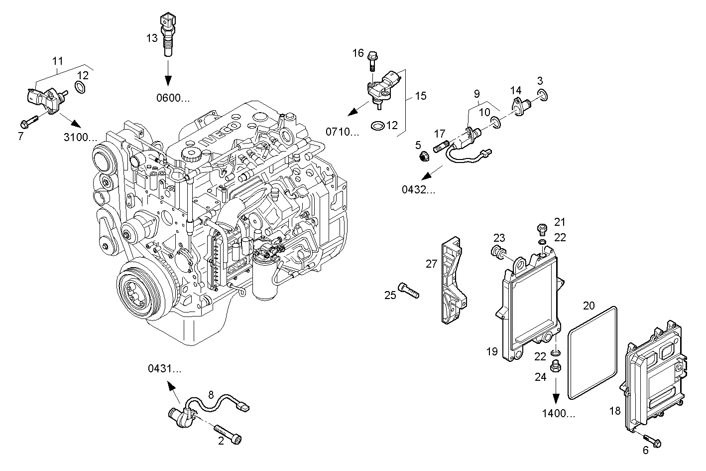 ELECTRONIC CONTROL UNIT - F4AE0481C*C102 NEF 4 electron. - EURO 3 parts diagram