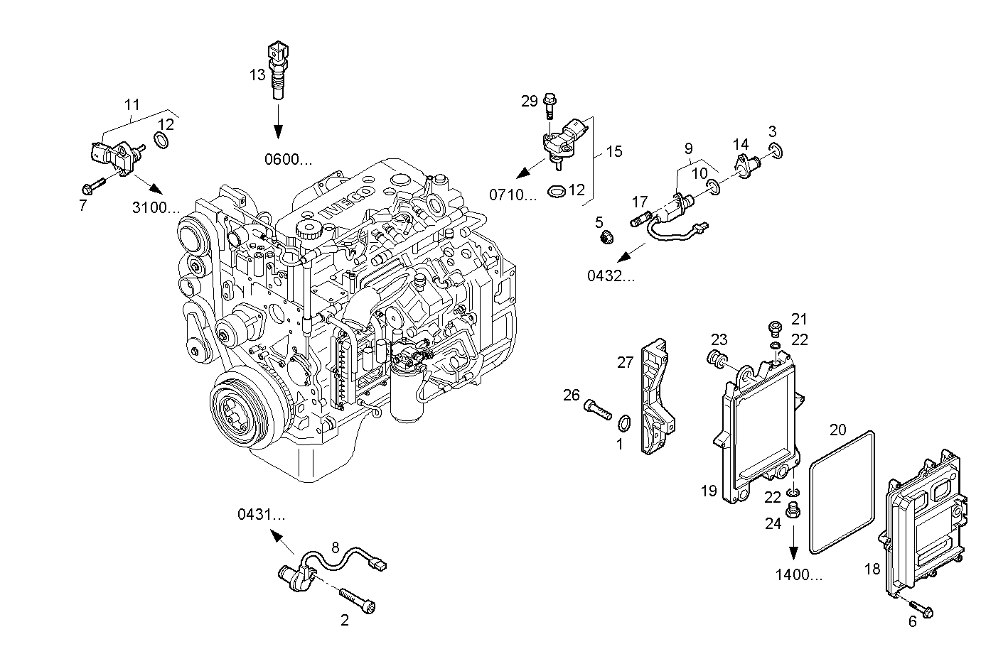 ELECTRONIC CONTROL UNIT - F4AE0481A*C103 NEF 4 electron. - EURO 3 parts diagram