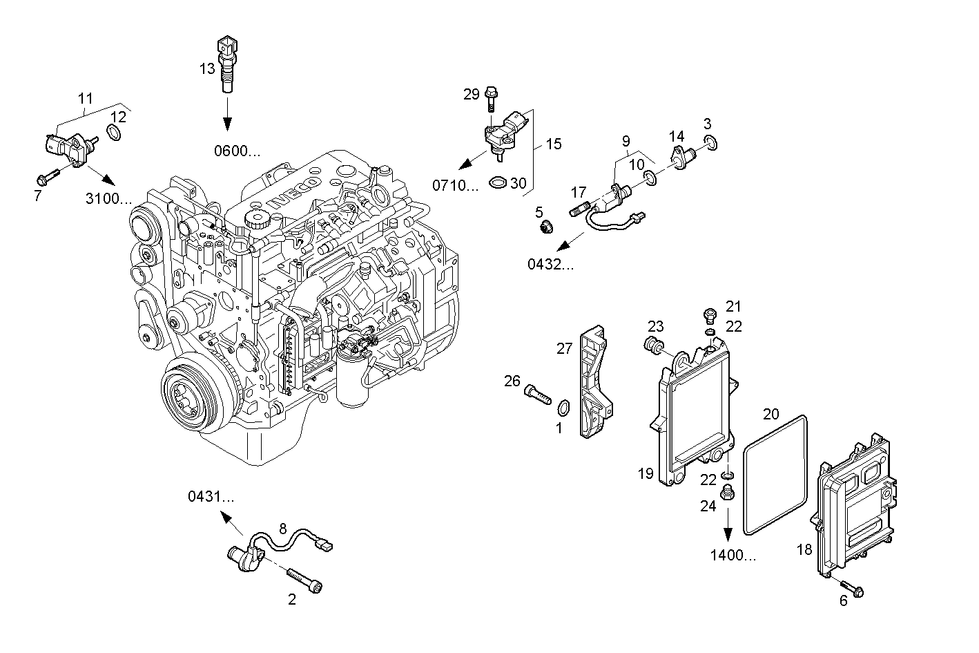 ELECTRONIC CONTROL UNIT - F4AE0481A*C106 NEF 4 electron. - EURO 3 parts diagram