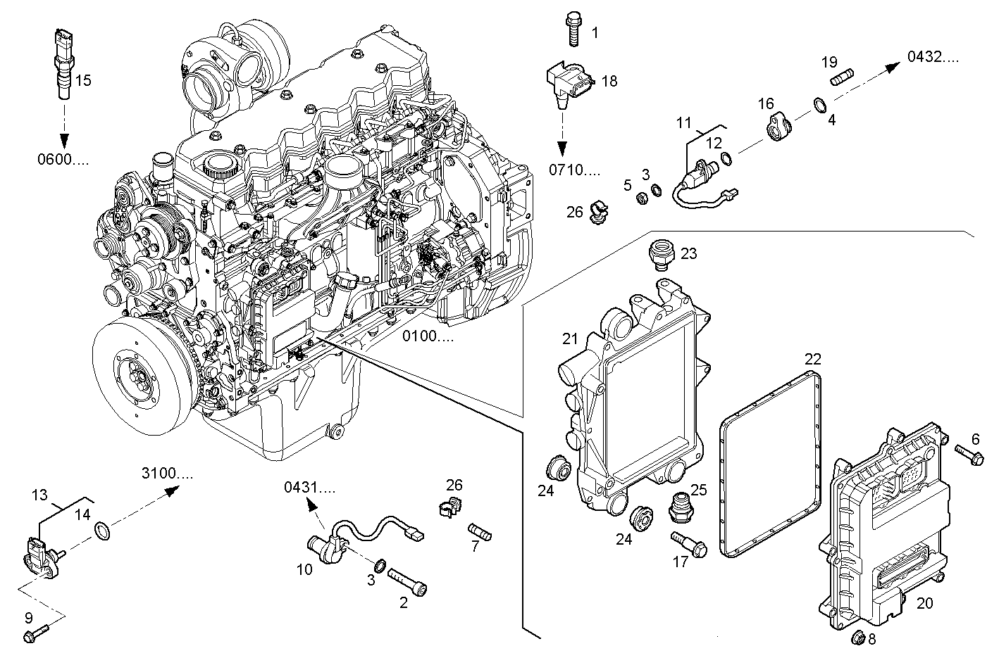 ELECTRONIC CONTROL UNIT - N45ENTX20.00A001 NEF 4 electron. - TIER 3 parts diagram