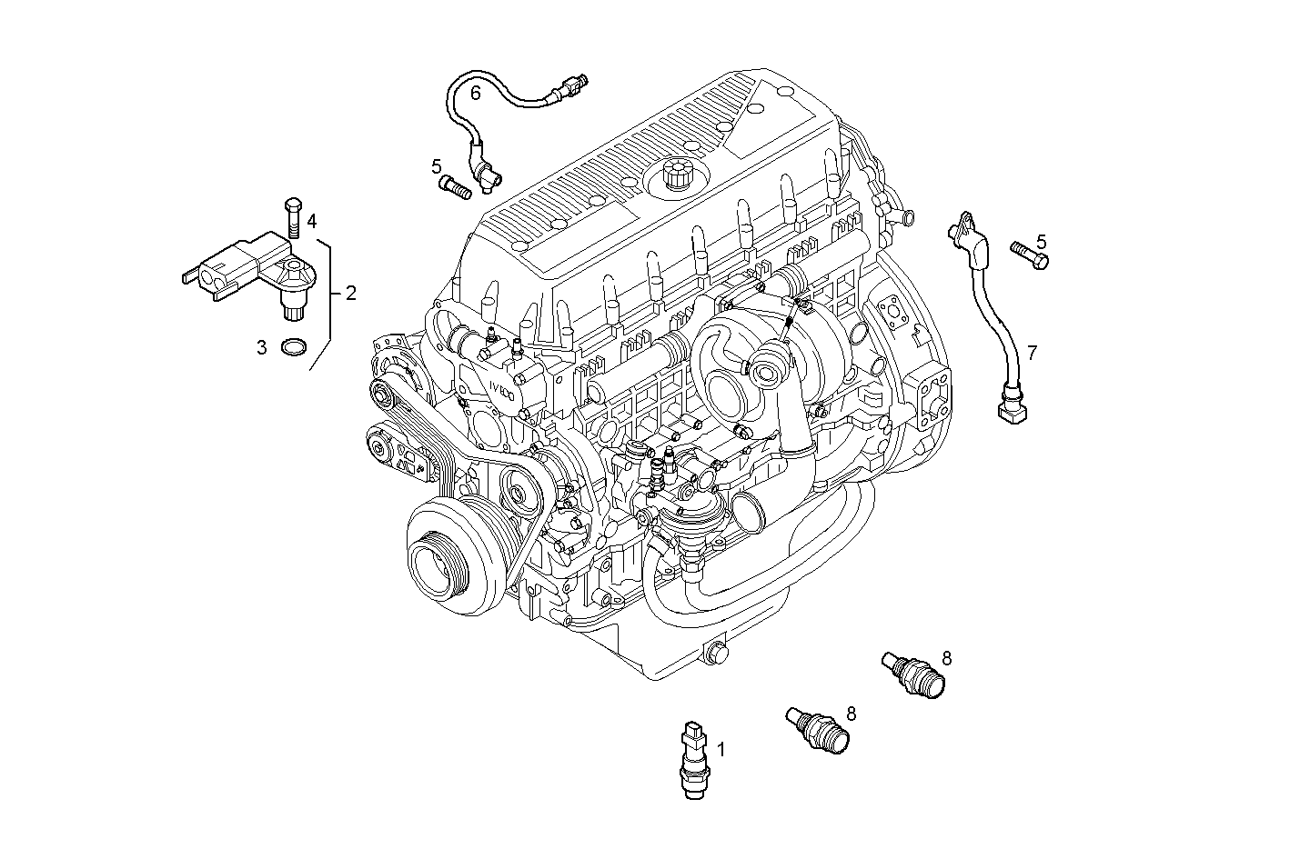 SENSORS - F3BE0681M*B722 CURSOR 13 - EURO 3 parts diagram