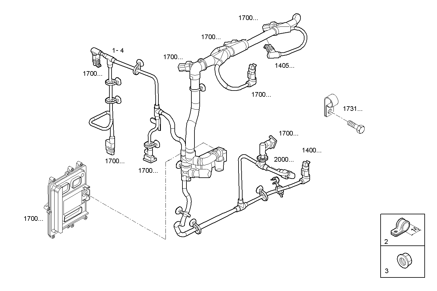 ENGINE CABLE - N40ENTD20.00 NEF 4 electron. - TIER 2 parts diagram