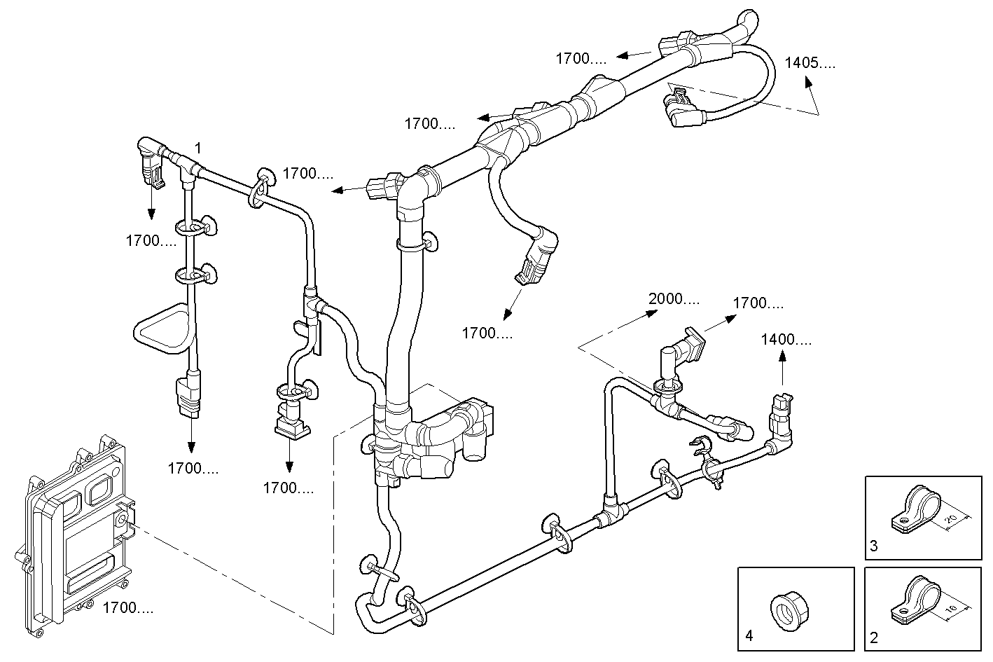 ENGINE CABLE - GENEF200E.R990 NEF 6 electron. parts diagram