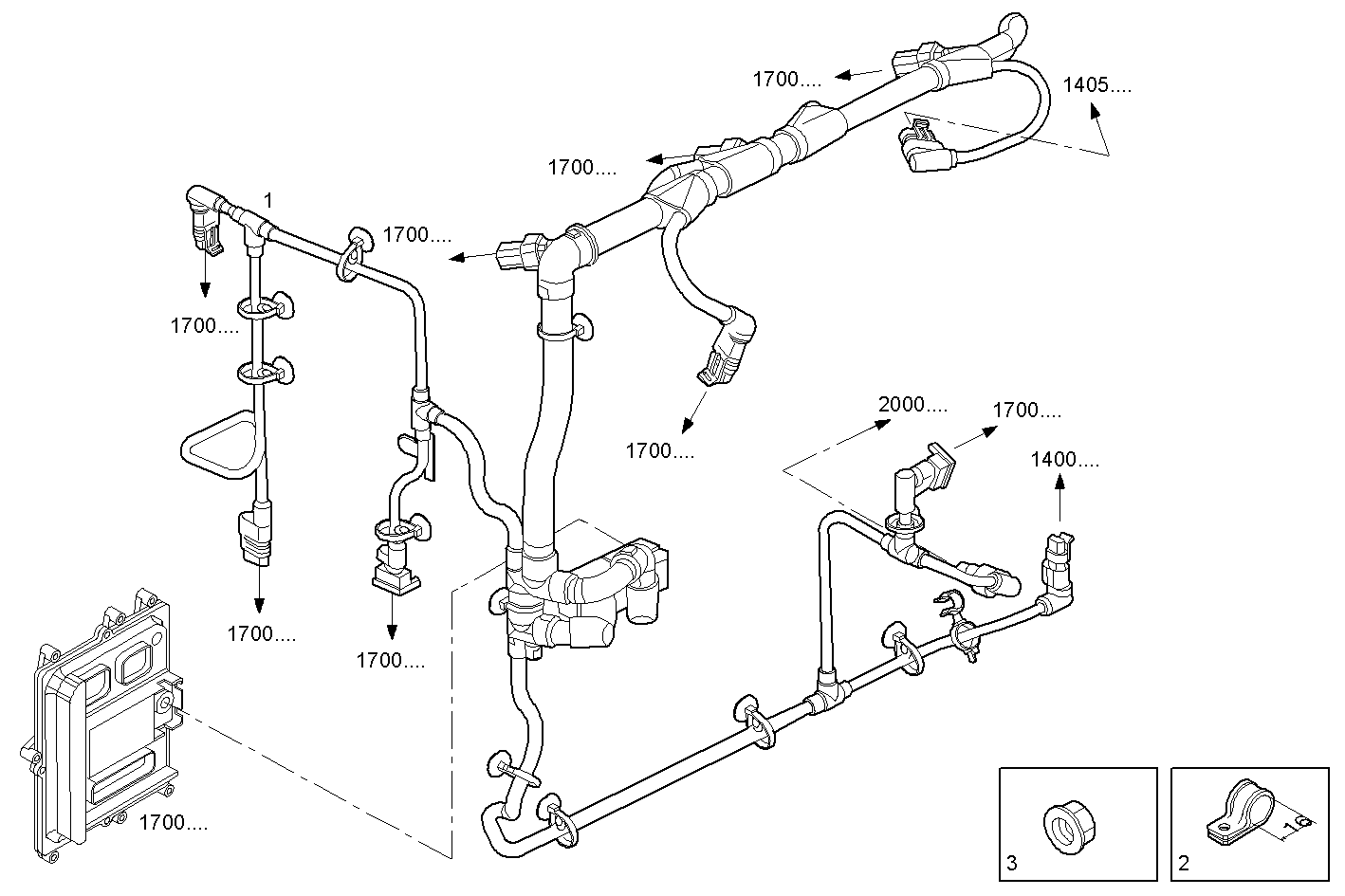 ENGINE CABLE - N45ENTX20.00A001 NEF 4 electron. - TIER 3 parts diagram