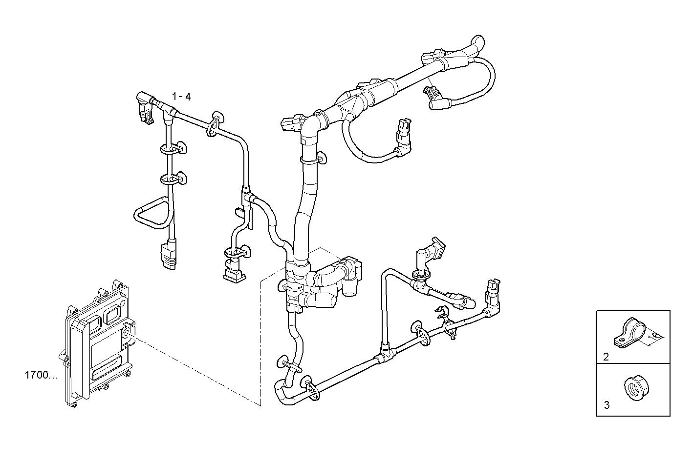 ENGINE CABLE - F4AE0481C*C102 NEF 4 electron. - EURO 3 parts diagram