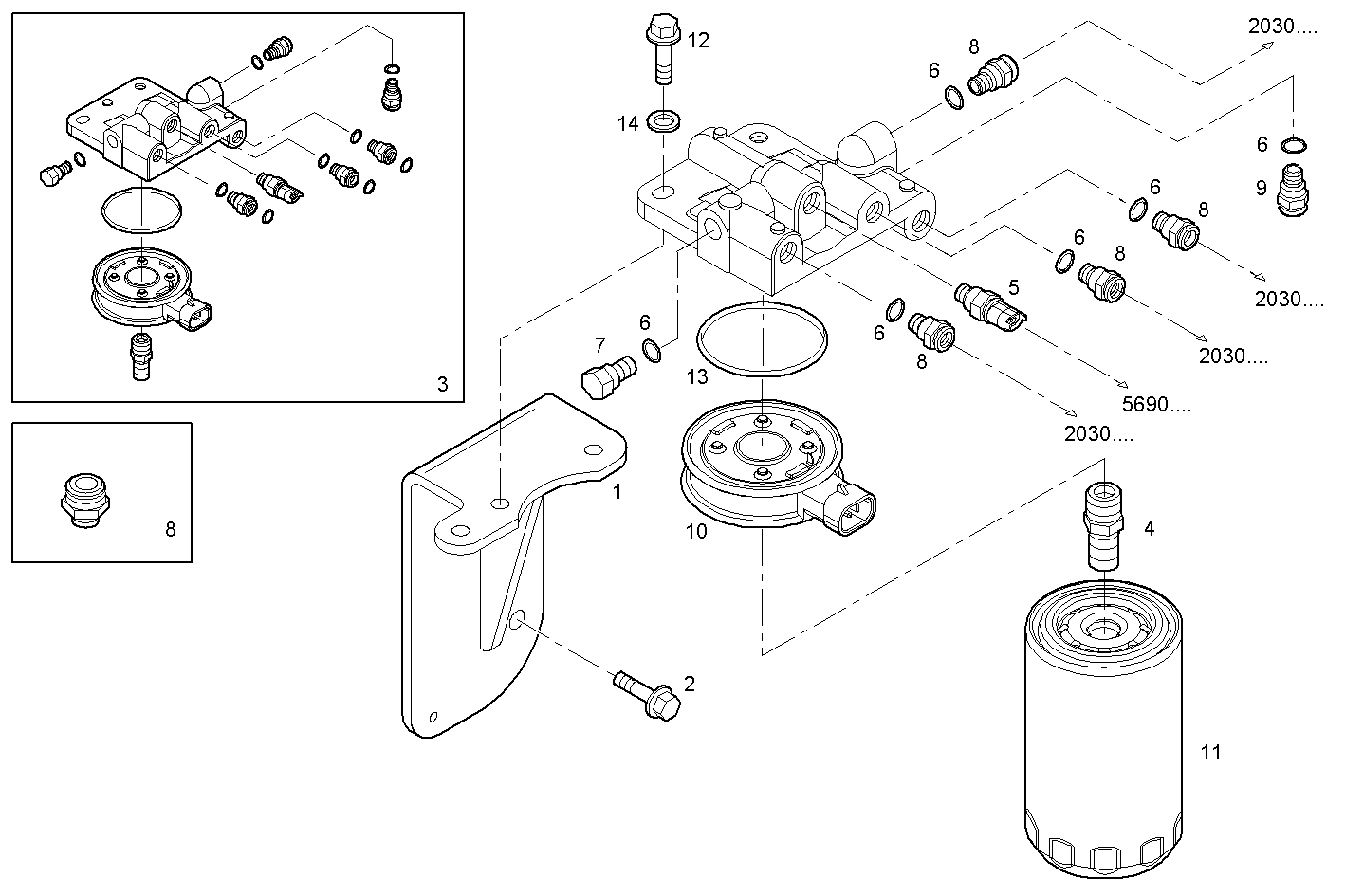 FUEL FILTER - GENEF200E.A551 NEF 6 electron. parts diagram