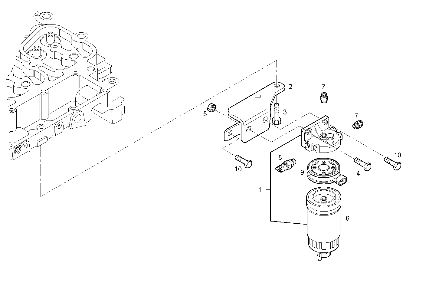 FUEL FILTER - F4GE0454A*D606 NEF 4 mechanic. - TIER 2 parts diagram