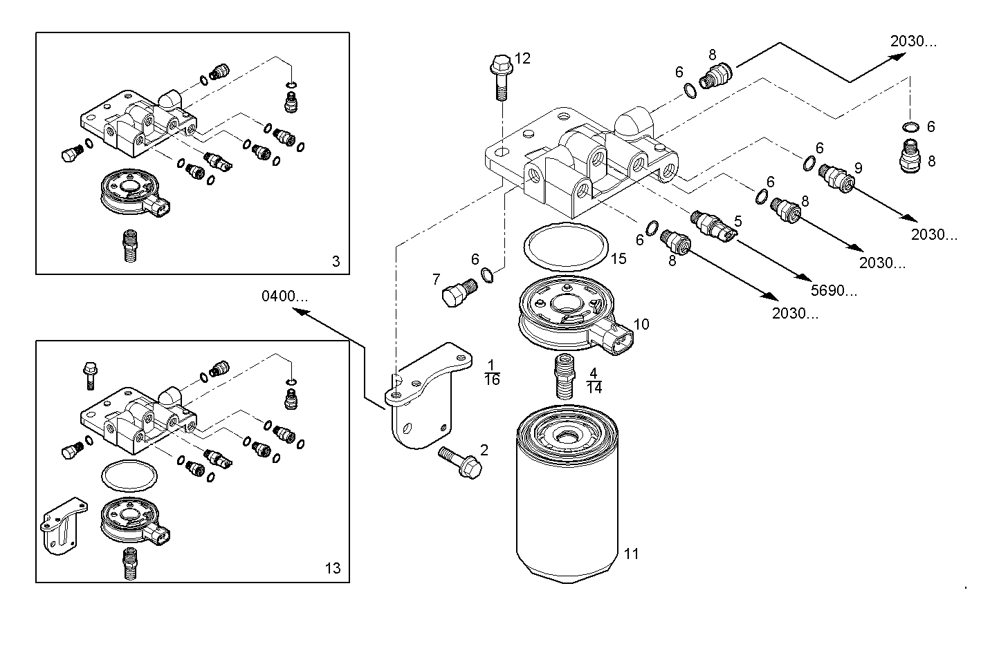 FUEL FILTER - F4AE0481A*C106 NEF 4 electron. - EURO 3 parts diagram