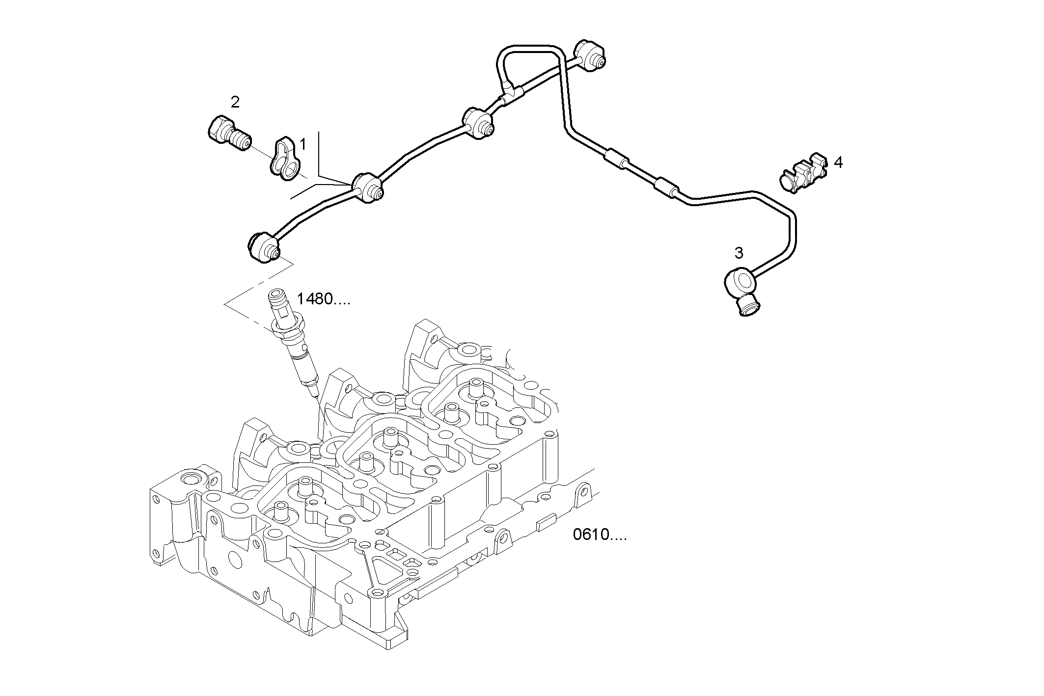 FUEL LINES - F4CE0454A*D604 NEF 4 mechanic. - TIER 2 parts diagram