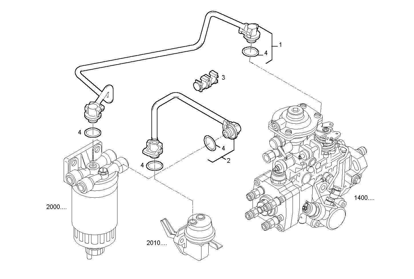 FUEL LINES - N45MNTE20.00A001 NEF 4 mechanic. - TIER 2 parts diagram