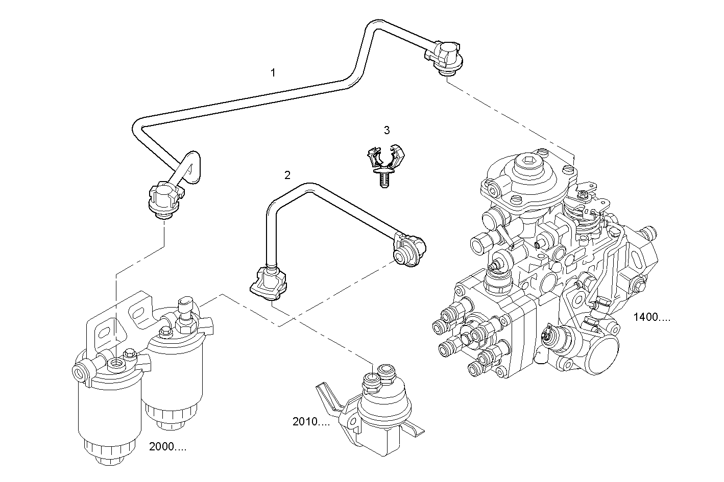 FUEL LINES - N67MNTE20.00A001 NEF 6 mechanic. - TIER 2 parts diagram