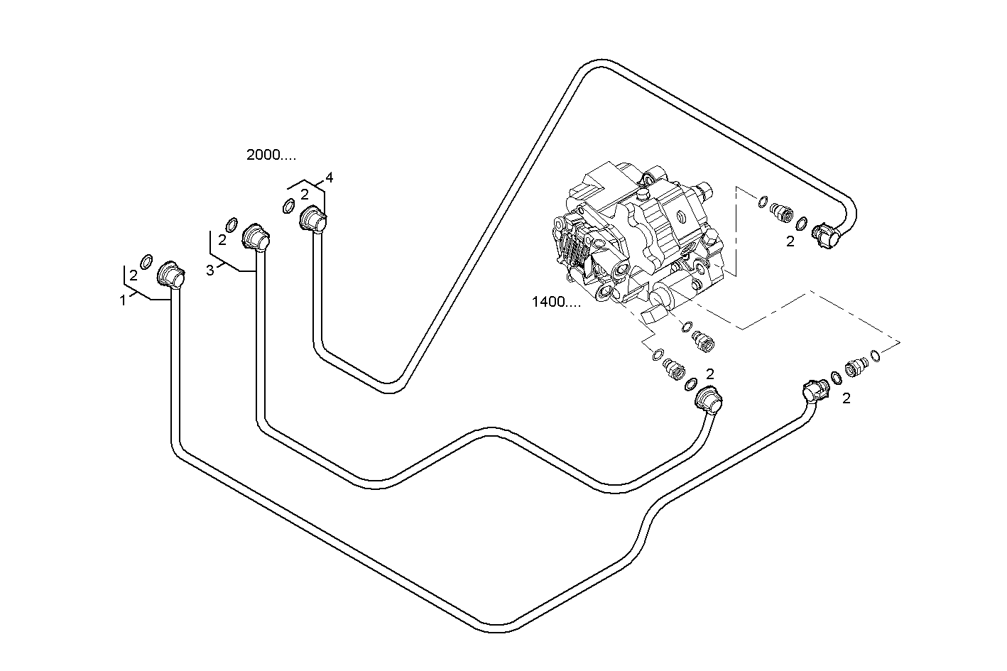 FUEL LINES - NEF60TE2.A005 NEF 6 electron. parts diagram