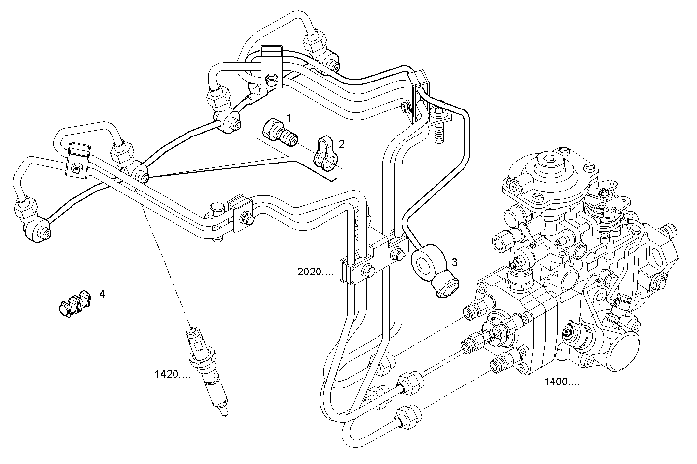 FUEL LINES - N45MNSE00.00A002 NEF 4 mechanic. - TIER 2 parts diagram