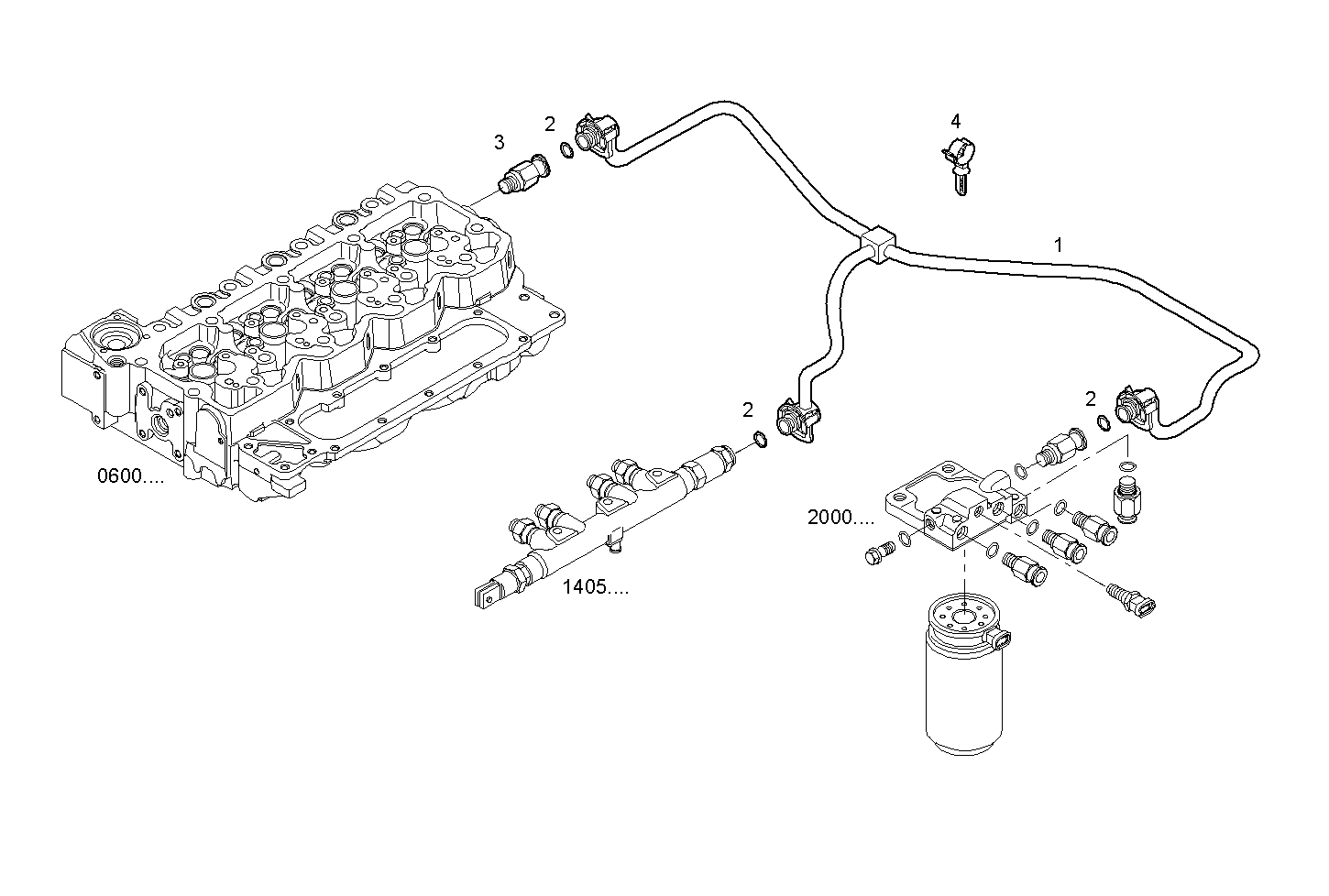 FUEL LINES - F4AE0484B*D102 NEF 4 electron. - TIER 2 parts diagram