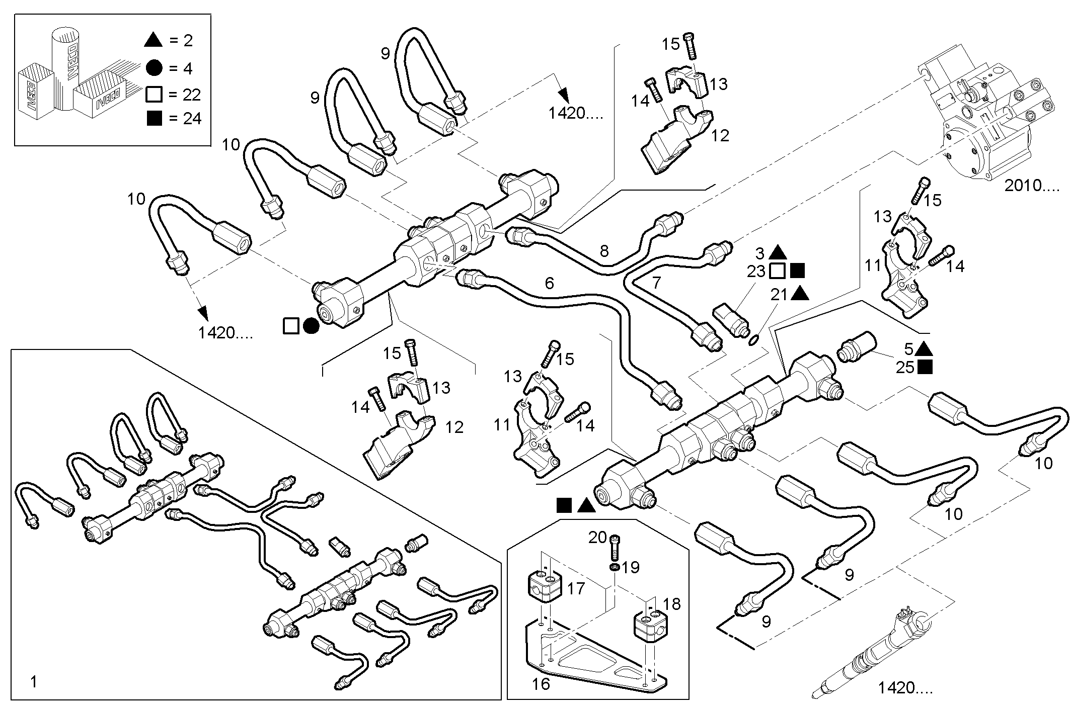 FUEL LINES - FVAE2885X*A100 VECTOR 8 parts diagram