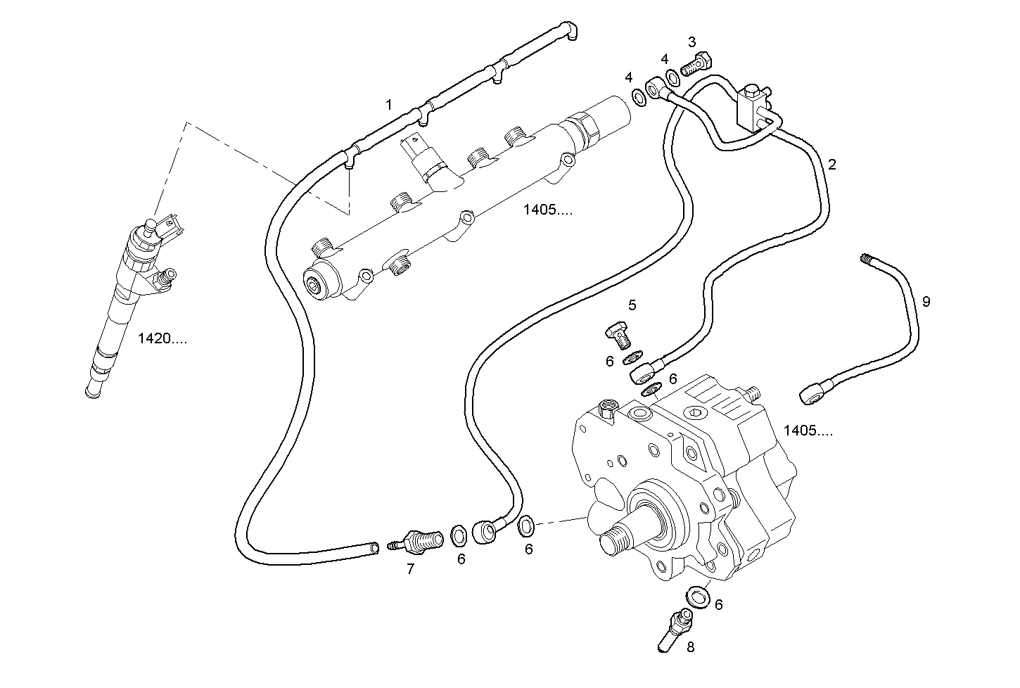FUEL LINES - F1AE0481B*A301 SOFIM HPI 2.3L - EURO 3 parts diagram