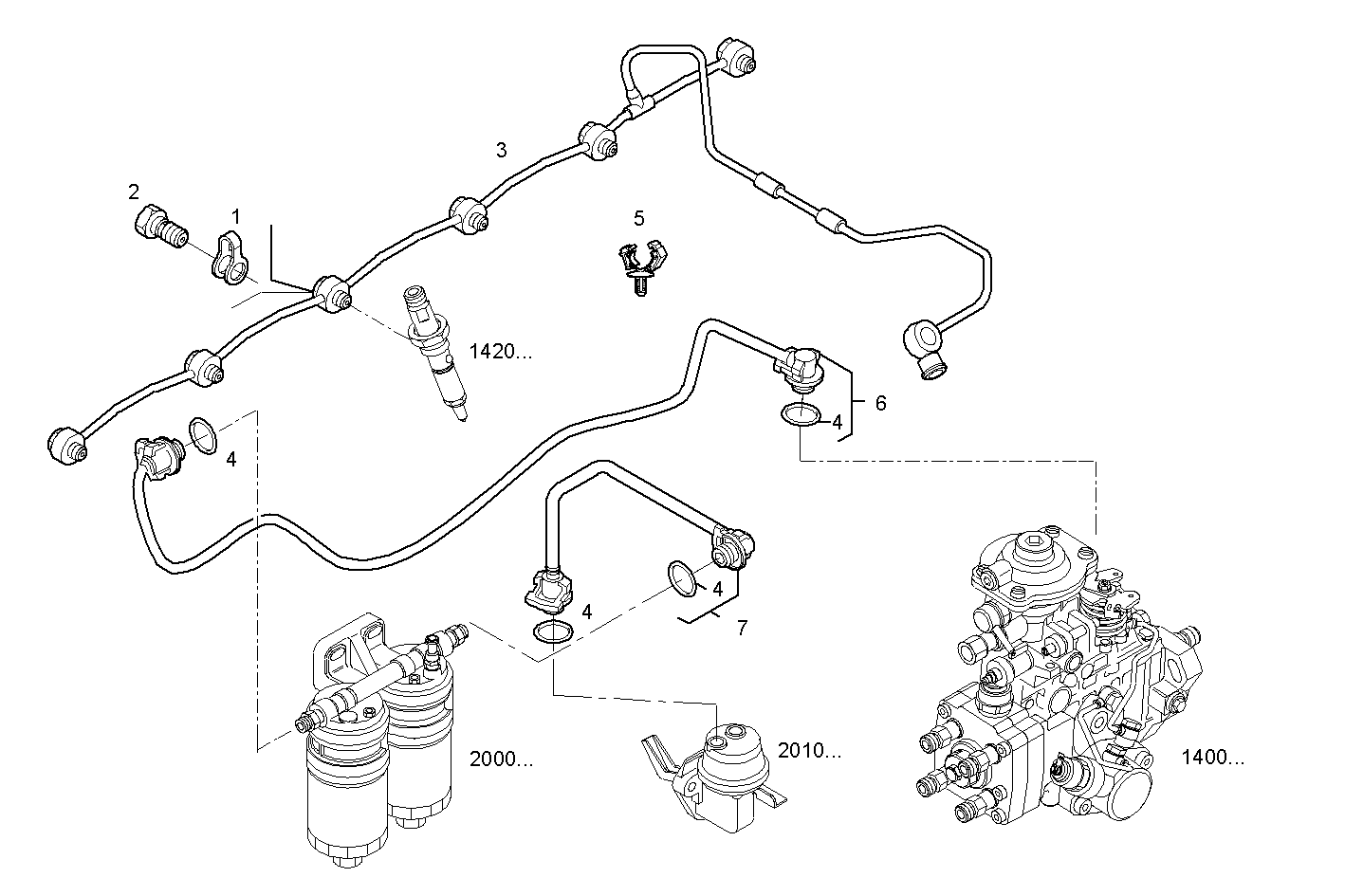 FUEL LINES - N67MNTE20.00A003 NEF 6 mechanic. - TIER 2 parts diagram