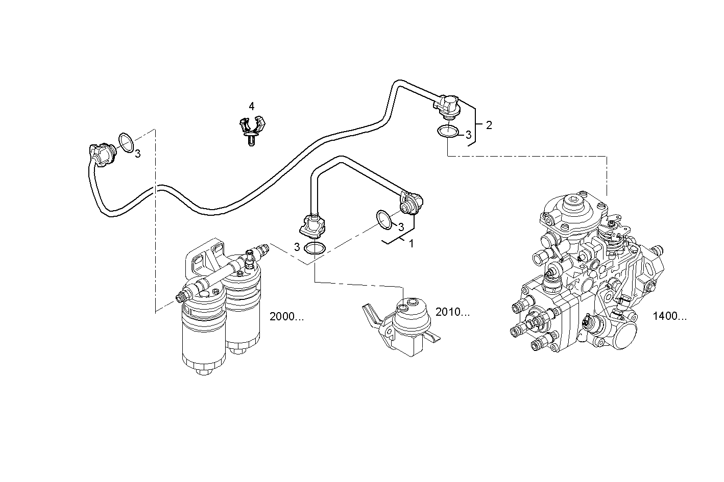 FUEL LINES - N40MNTE21.00A001 NEF 4 mechanic. - TIER 2 parts diagram