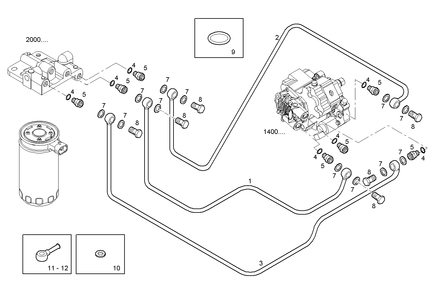 FUEL LINES - N60ENTM37.10 NEF 6 electron. parts diagram