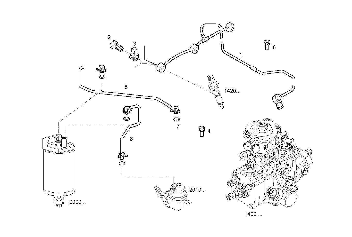 FUEL LINES - F4CE0304A*D600 NEF 3 - TIER 2 parts diagram