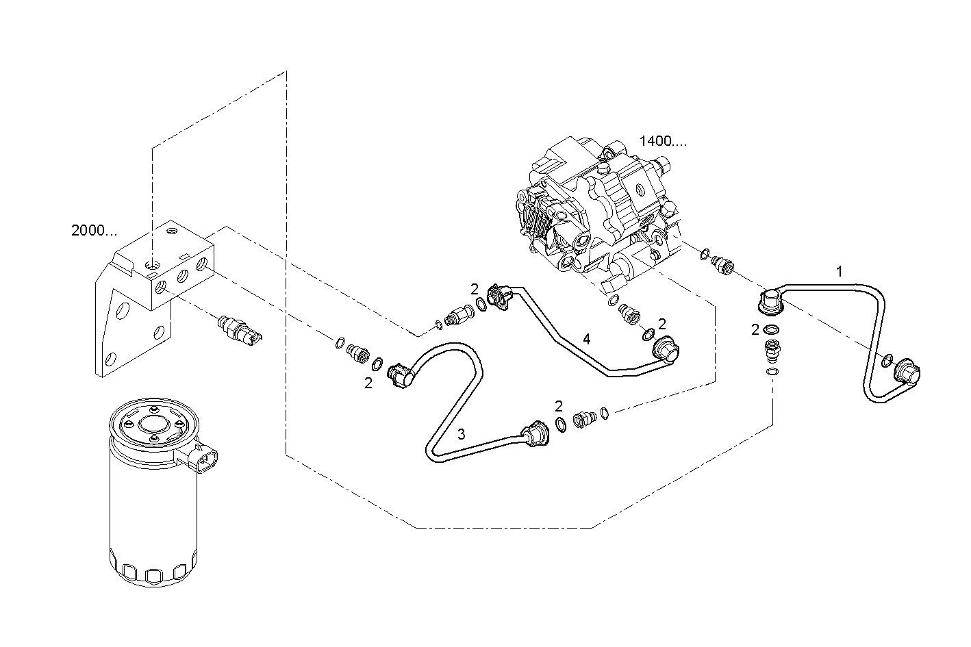 FUEL LINES - GENEF200E.A71M NEF 6 electron. parts diagram