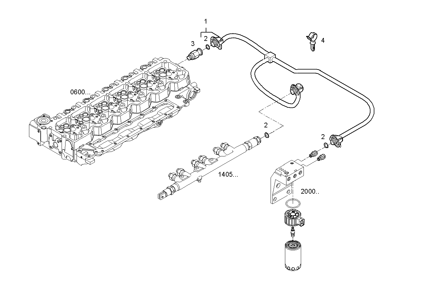 FUEL LINES - GENEF200E.A72M NEF 6 electron. parts diagram