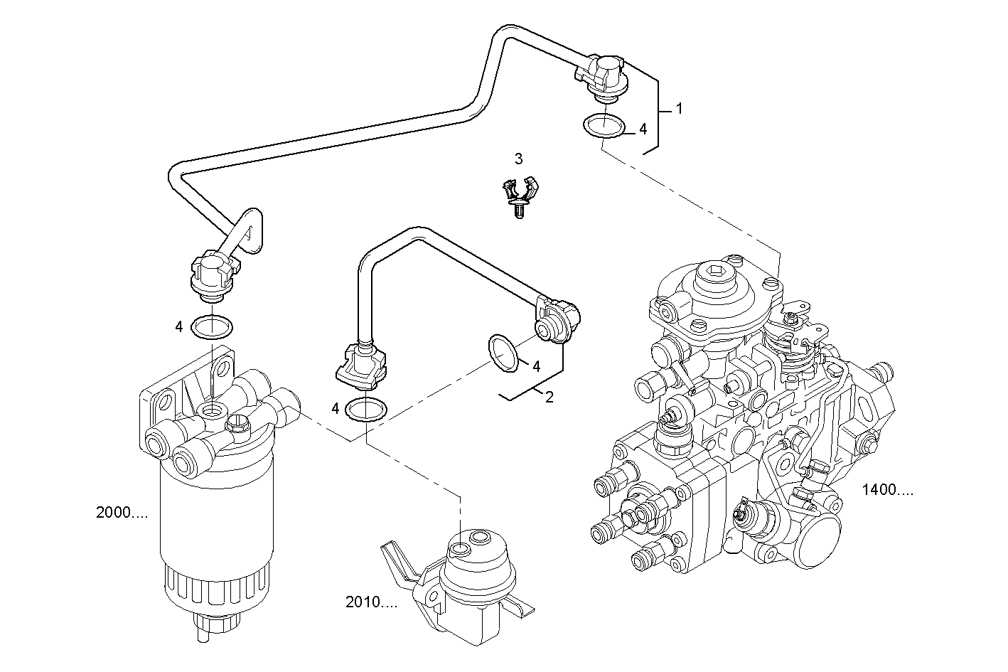 FUEL LINES - F4GE0404B*D650 NEF 4 mechanic. - TIER 2 parts diagram