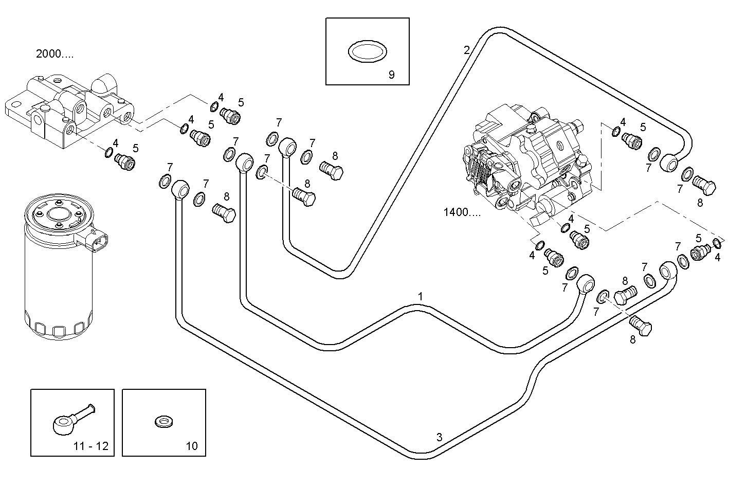FUEL LINES - N60ENTM40.10 NEF 6 electron. parts diagram