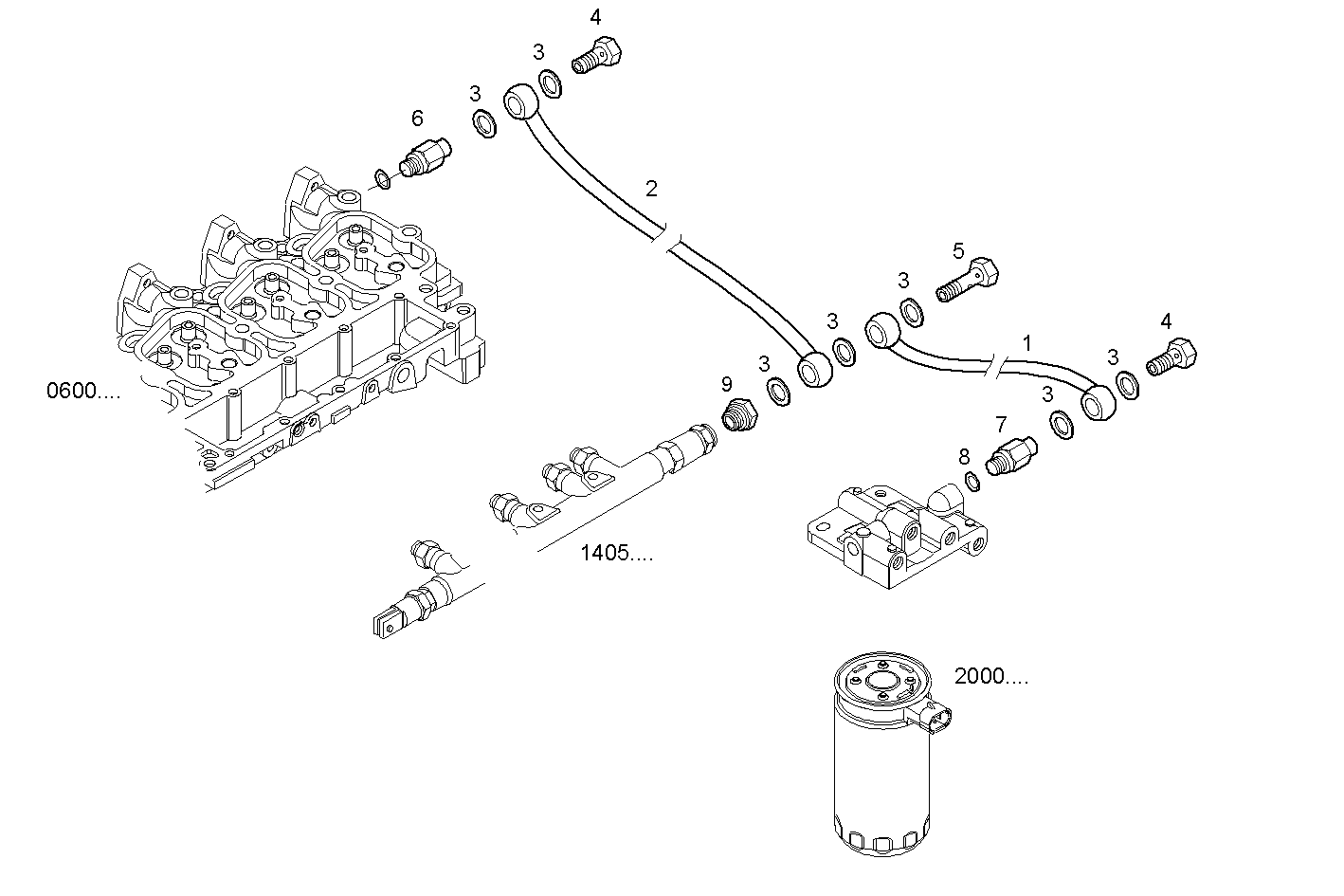 FUEL LINES - N40ENTM25.10 NEF 4 electron. parts diagram