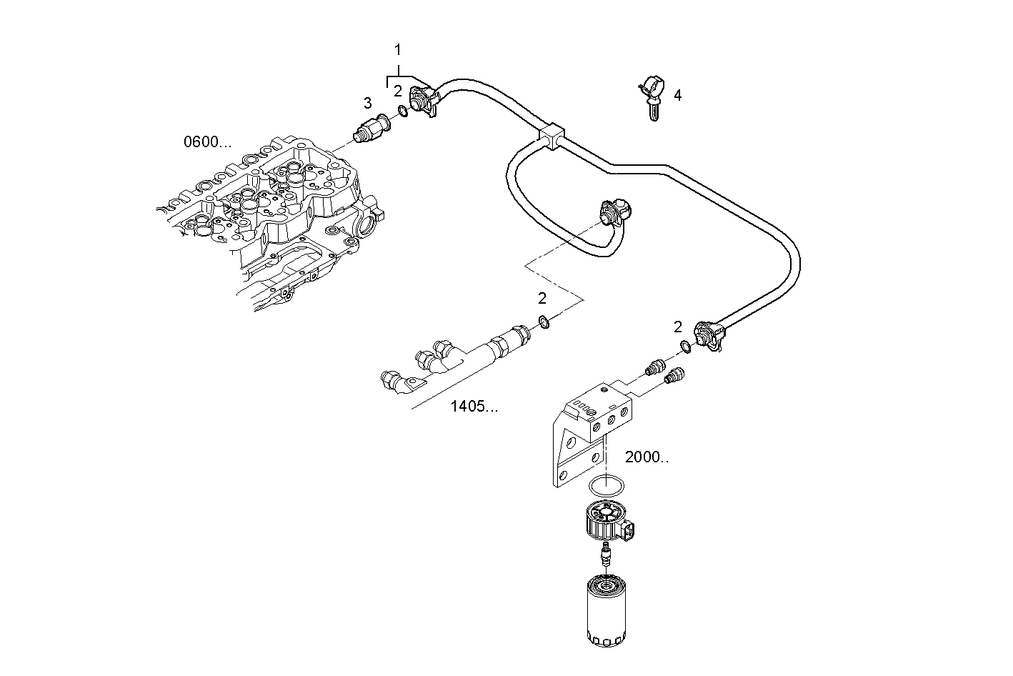 FUEL LINES - N40ENTD20.00A800 NEF 4 electron. - TIER 2 parts diagram