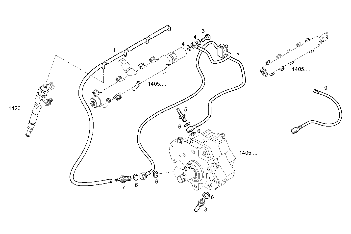 FUEL LINES - F1AE0481A*A002 - C SOFIM HPI 2.3L - EURO 3 parts diagram