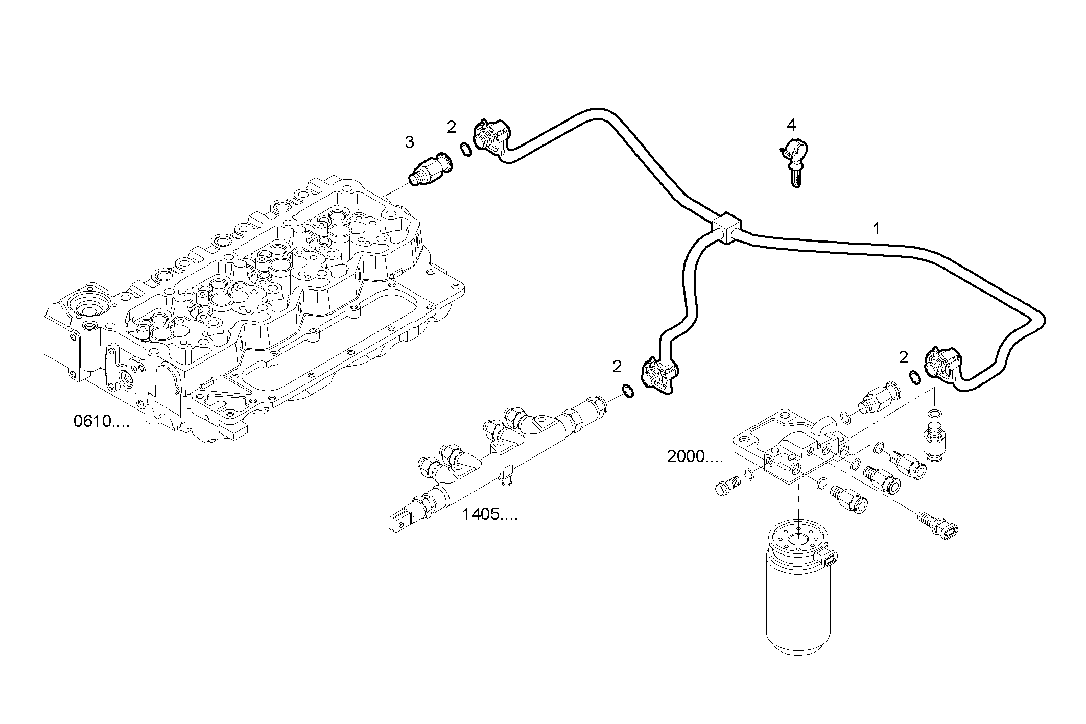 FUEL LINES - F4AE0684P*D102 NEF 6 electron. - TIER 2 parts diagram