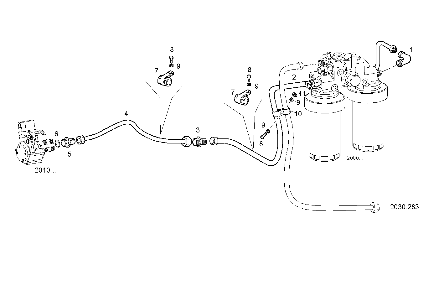 FUEL LINES - V08ENTM11.10C210 VECTOR 8 parts diagram