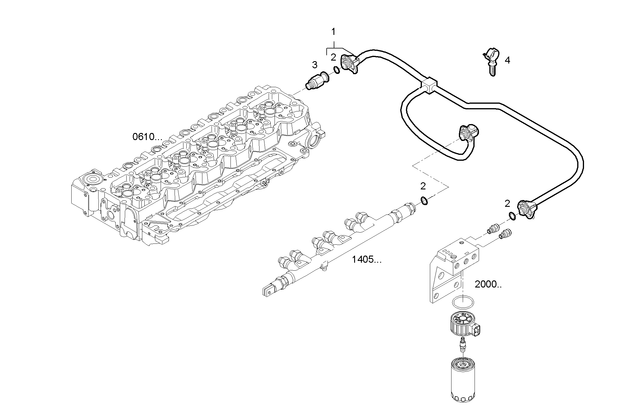 FUEL LINES - N45ENTX20.00A001 NEF 4 electron. - TIER 3 parts diagram