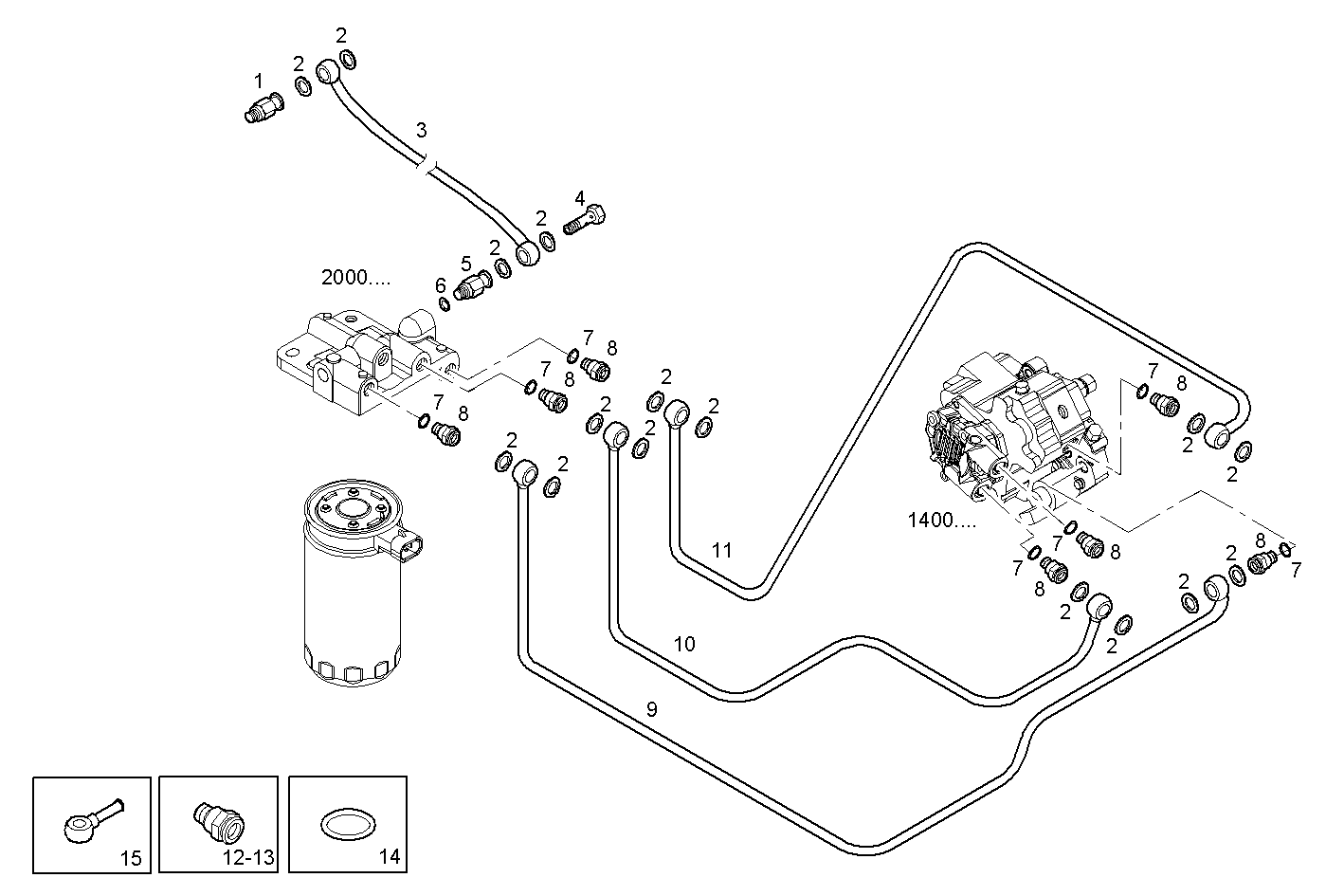 FUEL LINES - N60ENTF40.00 NEF 6 electron. parts diagram