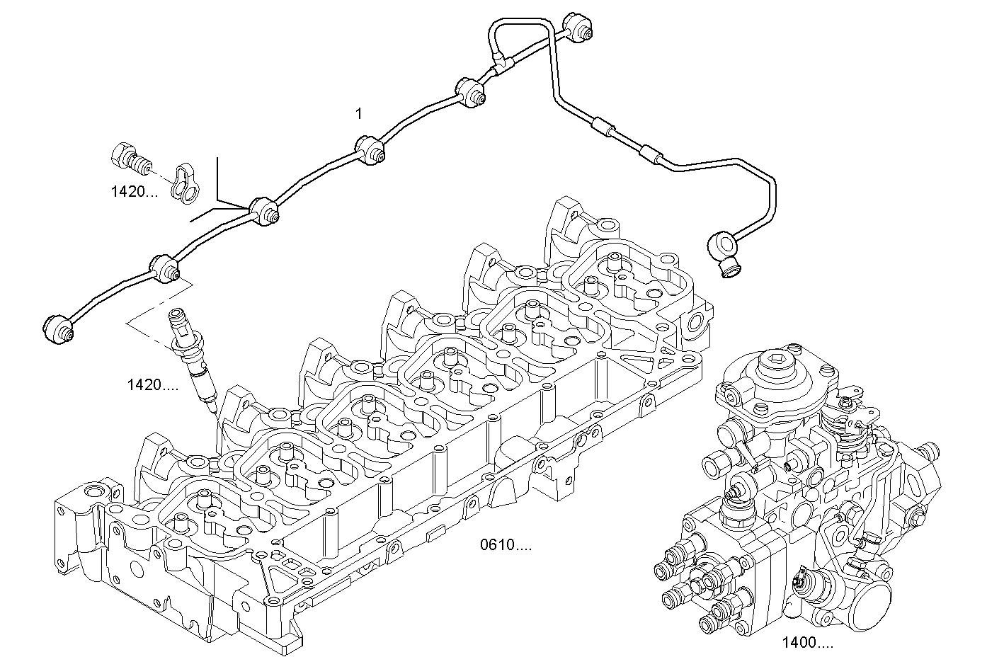 FUEL LINES - N67MNTX21.00A001 NEF 6 mechanic. - TIER 3 parts diagram