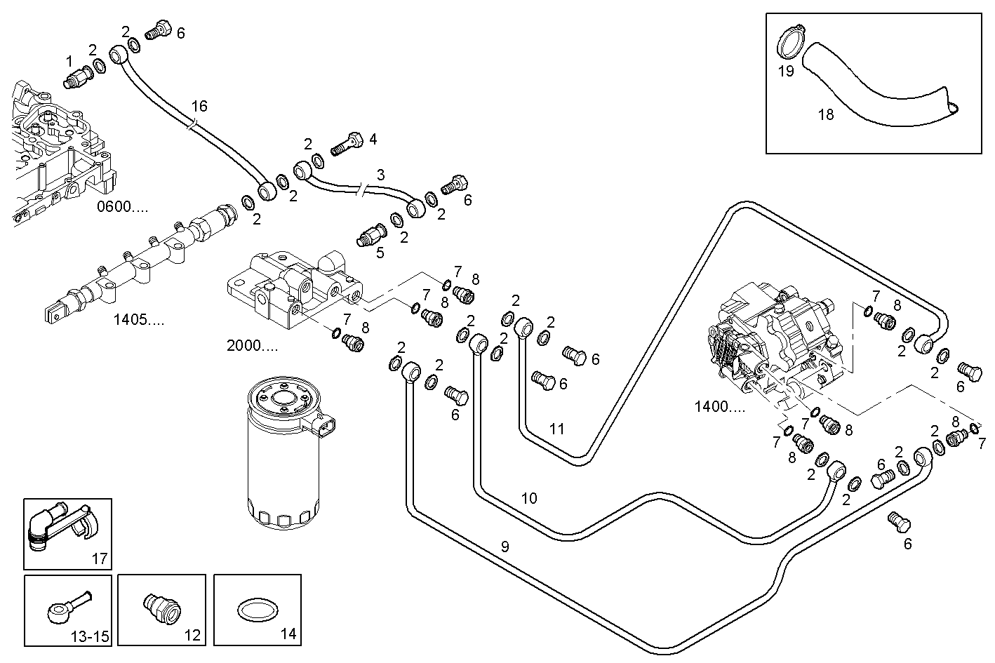 FUEL LINES - N67ENTM45.10 NEF 6 electron. parts diagram