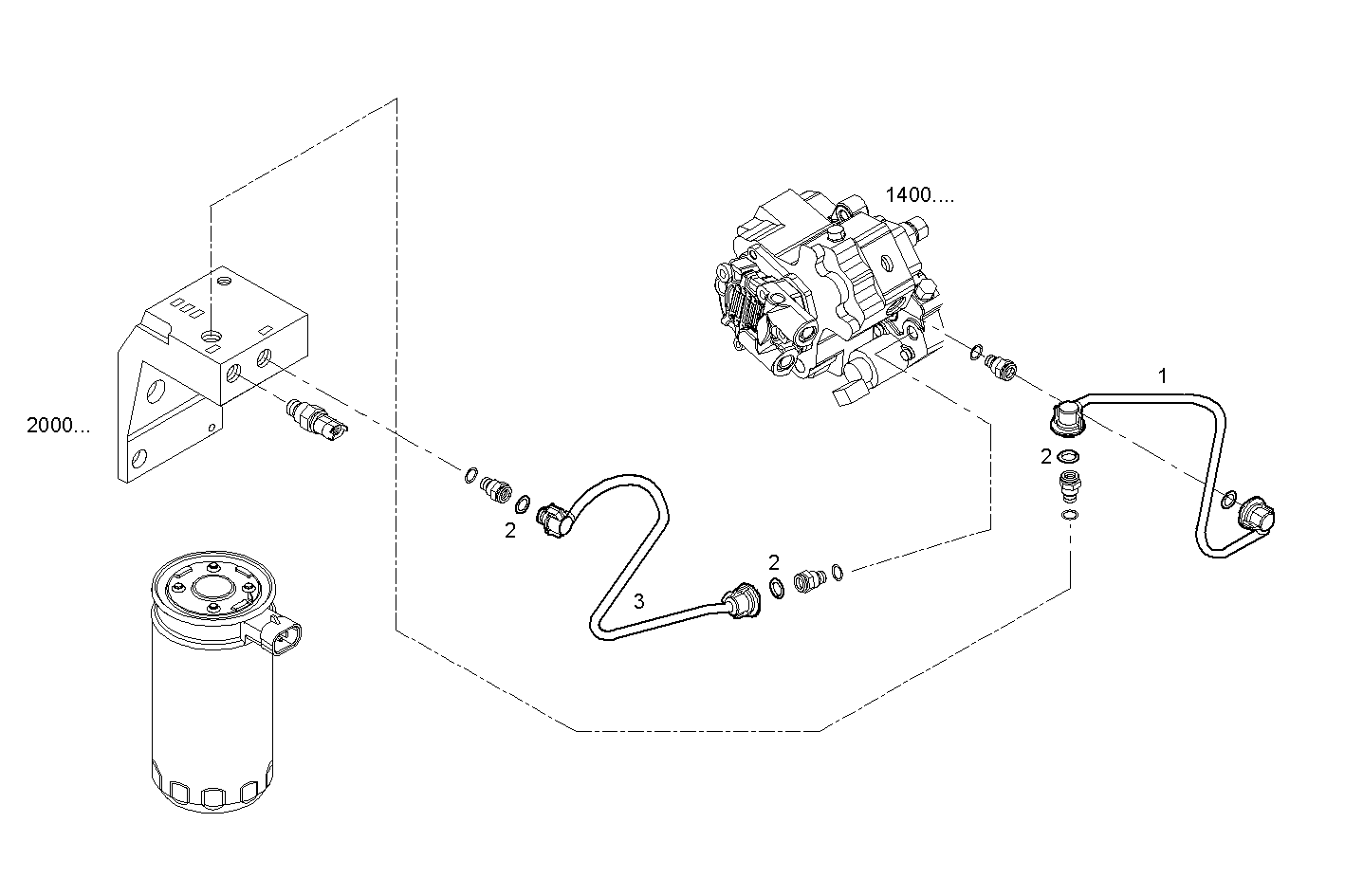FUEL LINES - F4AE3481D*P103 NEF 4 electron. - EURO 4 parts diagram